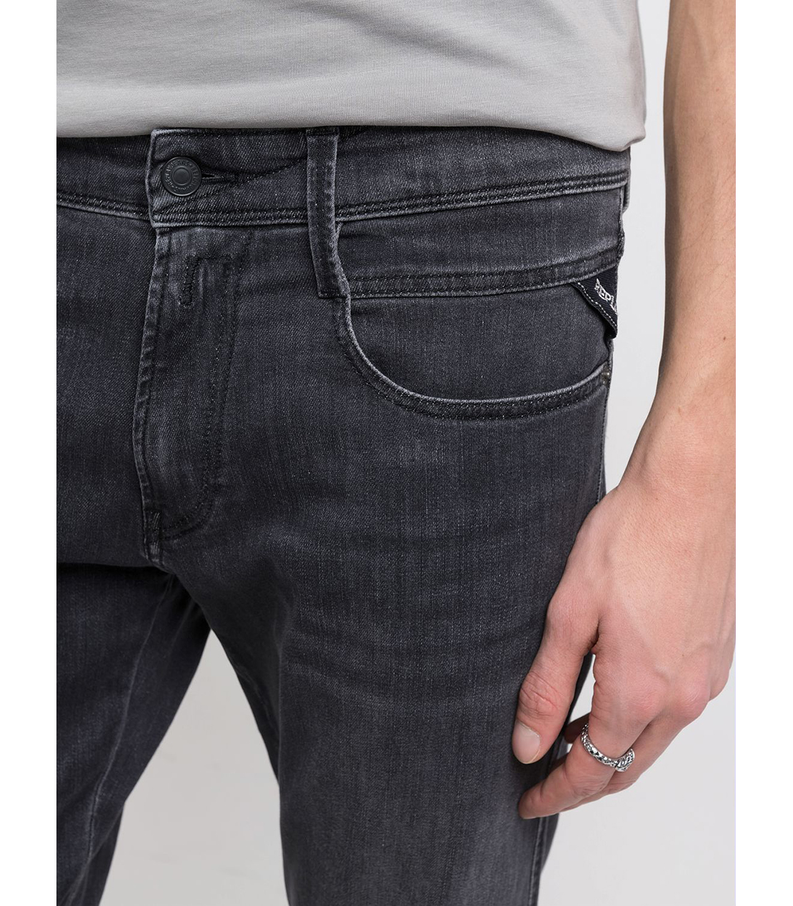 未使用タグ付　REPLAY ANBASS ストレッチ　デニムパンツ　黒　W34 スリムフィットANBASS MAESTRO ブラックストレッチデニム｜REPLAY